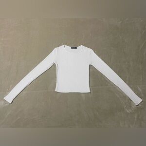 White Long Sleeve Cropped Top